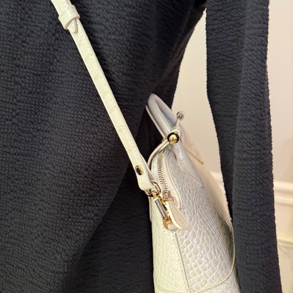 Authentic Strathberry Dome Mini Crocodile Embossed Handbag in Vanilla - Picture 4 of 14